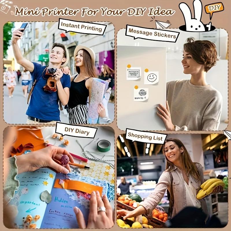 Inkless Sticker Printer Mini Hot Printer, Wireless Pocket Printer, Smart Portable Receipt Printer for Photos, Diaries, Notes and Memos