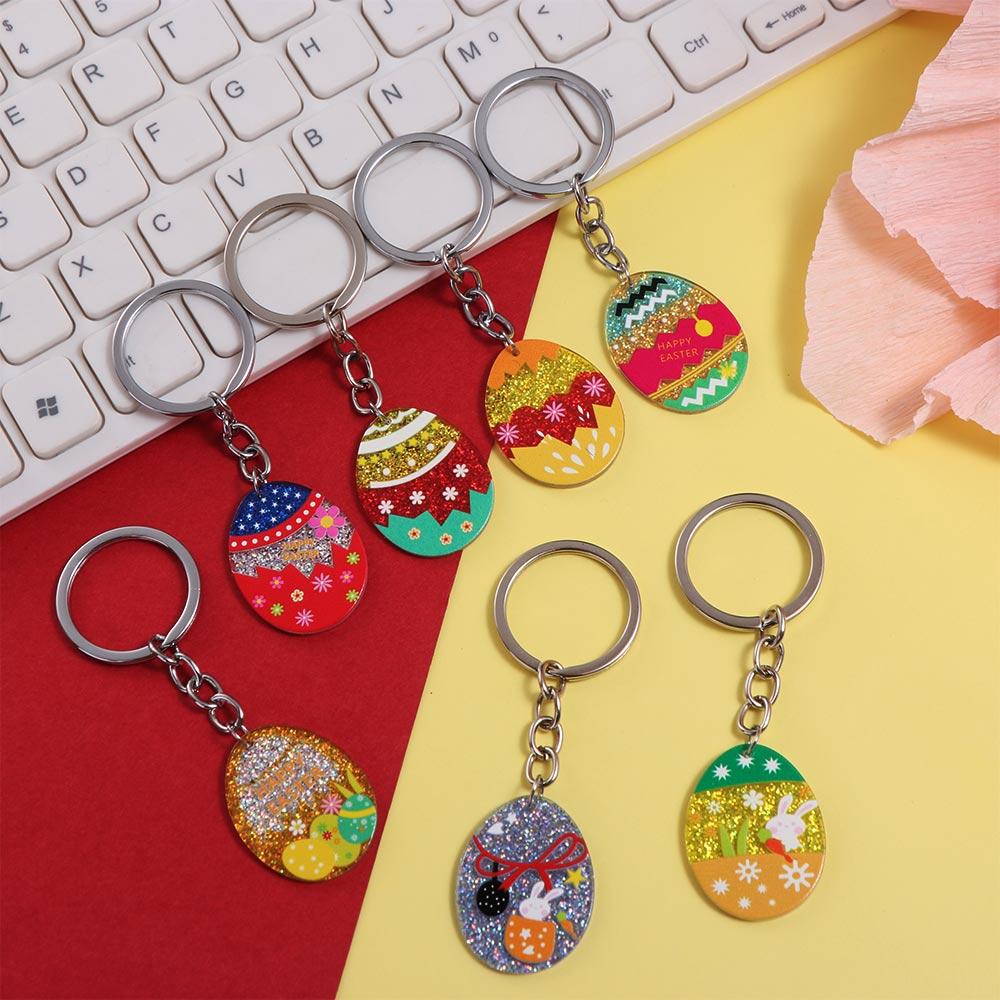 Rabbit Egg Easter Keyring Colorful Eggs Easter Bunny Keyring Easter Egg Keychain Party Favors