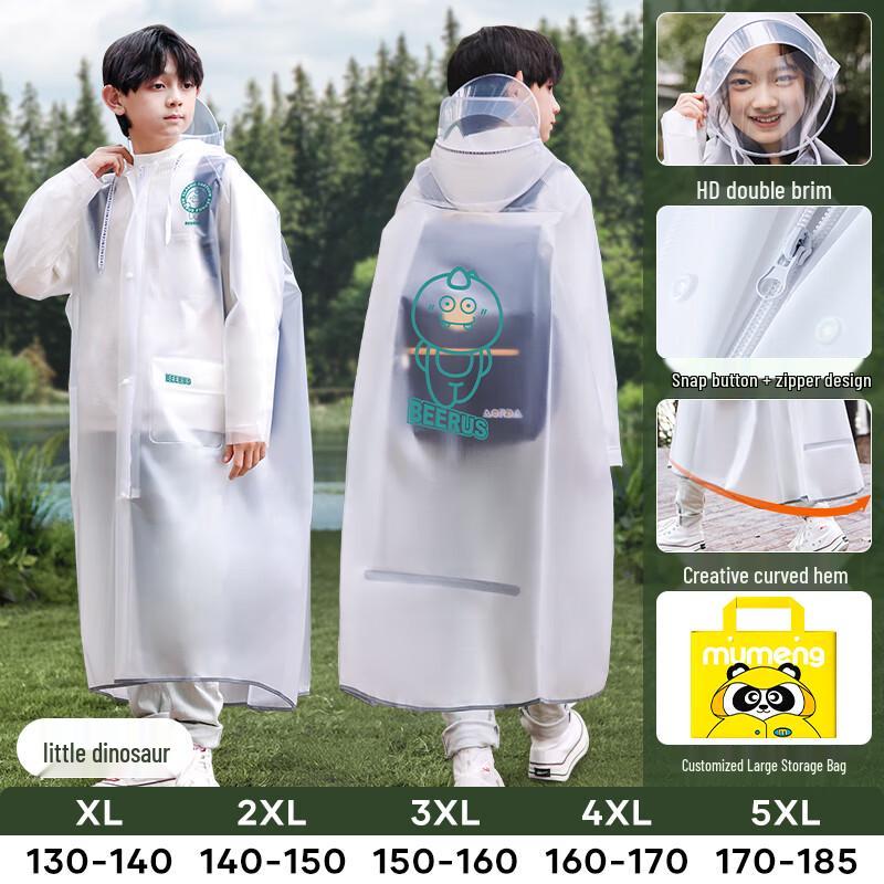 Moremerry Kids' Rain Poncho with Backpack Slot