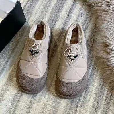 Женские зимние теплые пушистые туфли, снежные лоферы для женщин, трендовые удобные балетки, ботильоны, повседневные уличные треккинговые ботинки для ходьбы