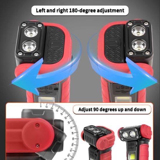 Flashlight 300-500 Lumens USB Rechargeable Magnetic Flashlight with COB Sidelight Waterproof Small LED Flashlight