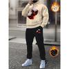 Европейский и американский толстый зимний модный уличный стиль приталенный комплект худи с принтом и длинных брюк