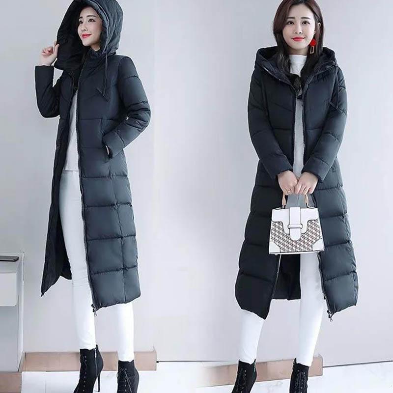 Women's Down Cotton Jacket Winter Long Section Over The Knee Thick Slim Slimming Coat Women