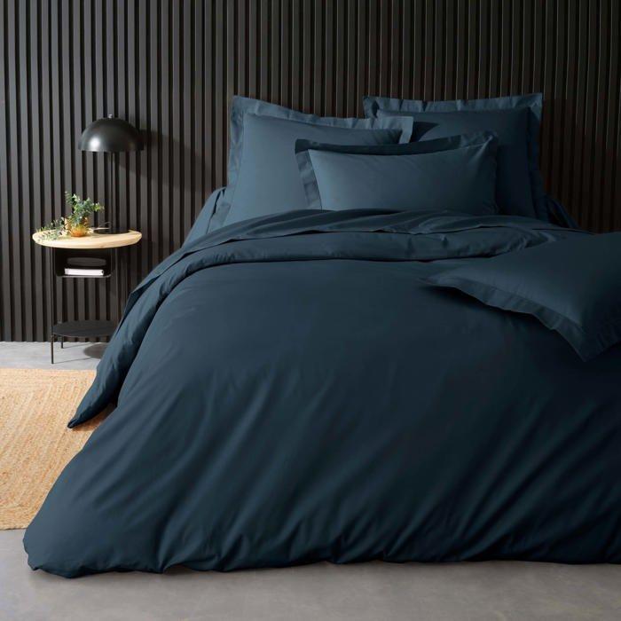 Housse de couette 220 x 240 cm Percale de coton bleu nuit