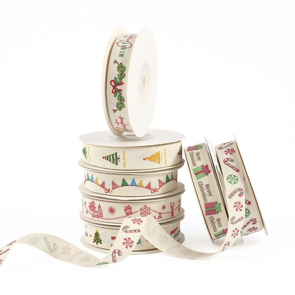Cotton Blend Fabric Christmas Ribbon 10 Yards Christmas Gift Wrapping Ribbon Holiday Decoration