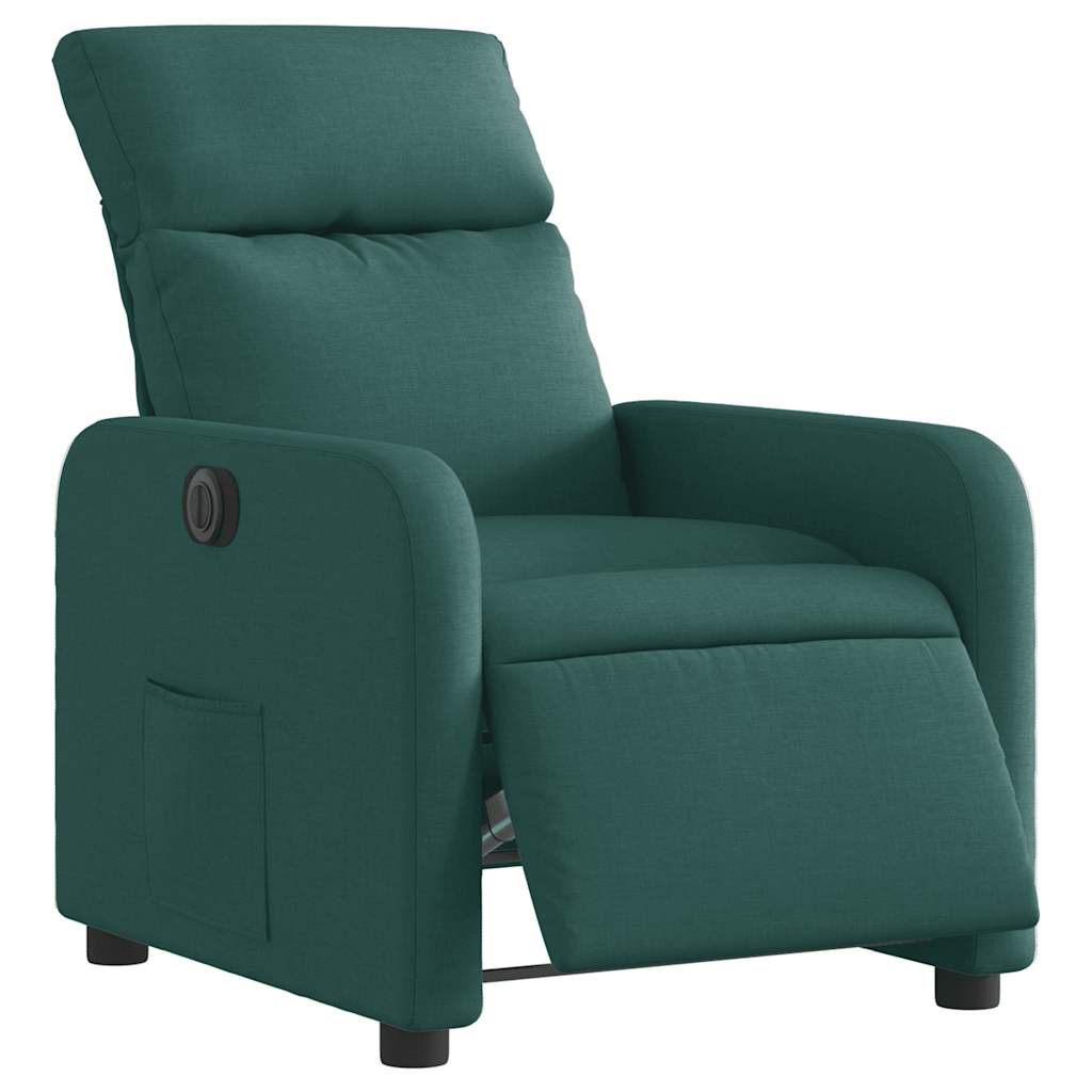 Electric Recliner Chair Dark Green Fabric