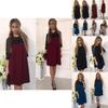 Elegant Women Pure Color Hollow Out Lace Splicing Dress For Stylish Occasions