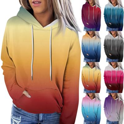 Женская модная повседневная толстовка с капюшоном и градиентным принтом с длинным рукавом