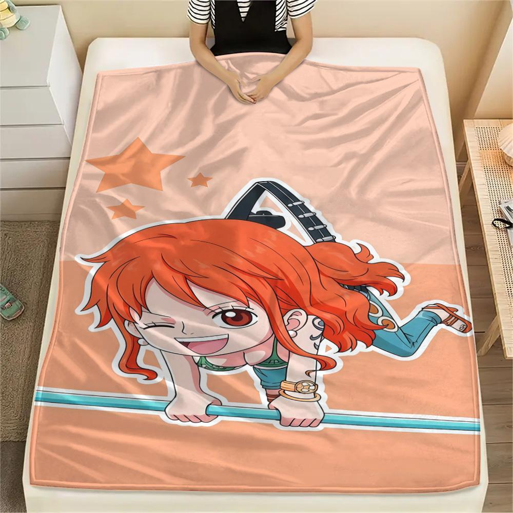 1PC One Piece Nami Patterned Flannel Blanket Suitable For All Seasons For Home Decor Warmth And Comfort Gifts Holiday Present