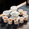 High-value Set of Ceramic Ice Suet Jade Porcelain Kung Fu Tea Set for Home Use, High-end Business Gifts