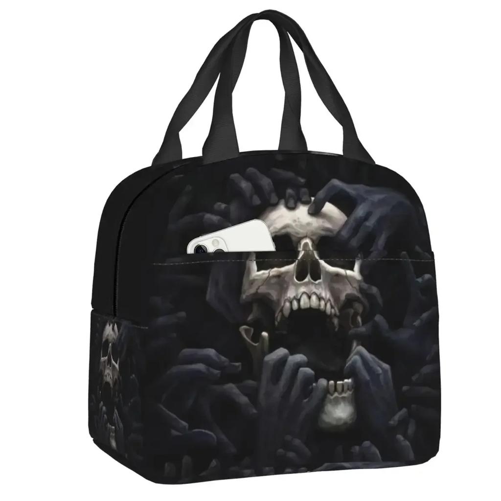 Сумка для ланча Evil Hands Skull, герметичная, с изображением скелета на Хэллоуин, термохолодильник, изолированный ланч-бокс для женщин и детей, сумки для еды