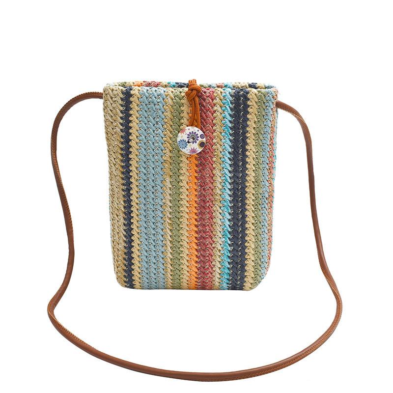 Woven Rainbow Summer Mini Crossbody Bag For Beach Vacation And Daily Use