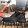 Oulylan Мужская рабочая обувь с защитой от ударов, однотонная, стальной подносок, защитные ботинки с защитой от проколов и водонепроницаемые для мужчин