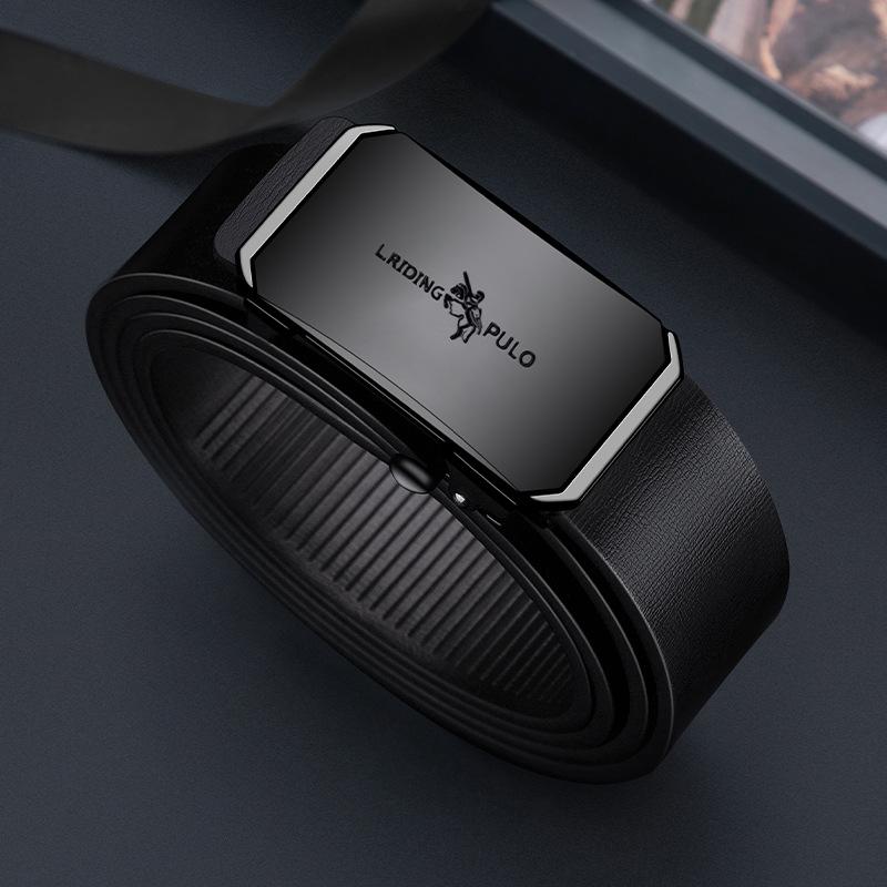 Новый мужской ремень высокого качества с автоматической пряжкой, черный кожаный мужской ремень