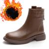 Women's Boots Vintage Shoes Women's  Thickened Genuine Leather Short Boots Spring/Autumn Ankle Boots for Women Botas De Mujer