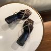 Satin Fashion Sandals Women's Summer 2025 New Hot Girls Sexy Leopard Print High Heels Wear Cool Slippers