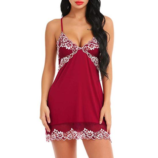 Летнее женское кружевное лоскутное платье с глубоким V-образным вырезом и открытой спиной на бретельках ночная рубашка