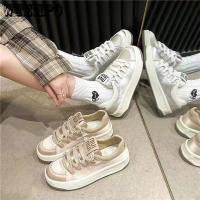 Женская обувь на толстой подошве Туфли на плоской подошве в стиле ретро Обувь для спорта и отдыха Белые туфли