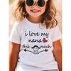 Европейские размеры Милая футболка для девочек "Я люблю свою бабушку" - с изображением сердца и бабушки, Мягкая эластичная трикотажная ткань, Повседневный топ с круглым вырезом для весны/лета