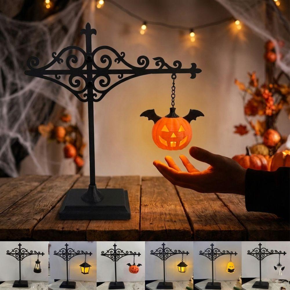 Ghost Pumpkin Library Bookshelf Lantern Warm LED Halloween Reading Light Desk Decor