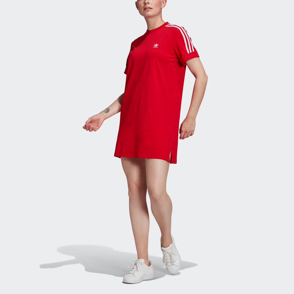 adidas Оригинальное платье с коротким рукавом для женщин Светло-алый GN2778