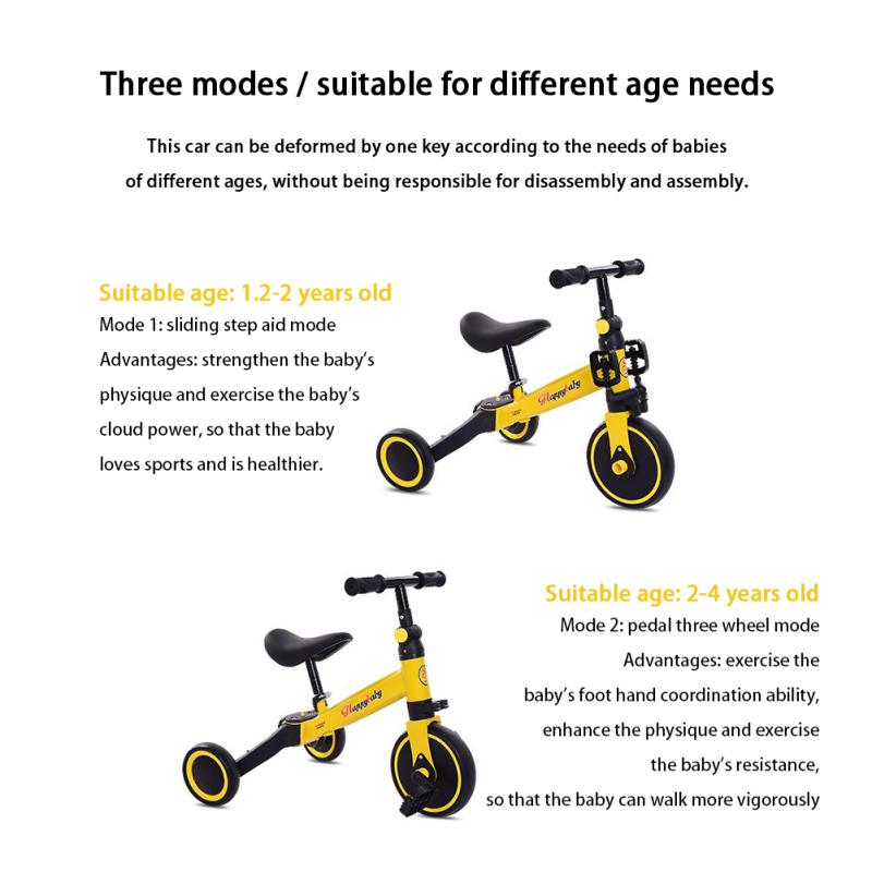 Балансировочный велосипед ZLJ для малышей в возрасте от 10 месяцев до 4 лет, трехколесный велосипед 5-в-1 для тренировки баланса