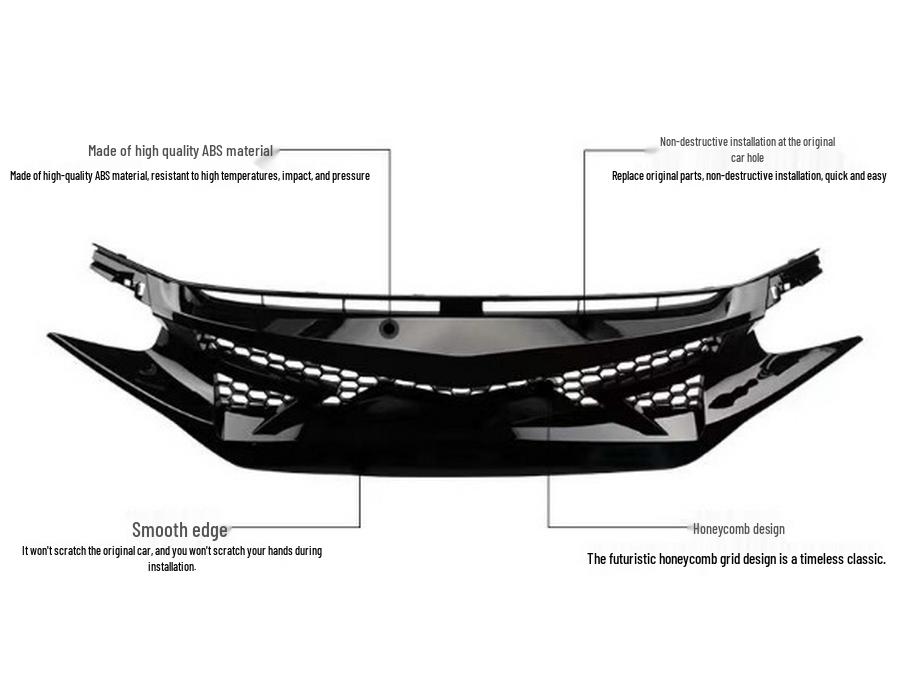 Глянцевый черный TR решетка и комплект обвеса для Civic Type R 2016: Включает заднее антикрыло, передний сплиттер и боковые юбки.
