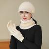 3 шт./комплект для женщин среднего возраста, зимняя шапка, шарф, перчатки, комплект, толстая вязаная защита ушей