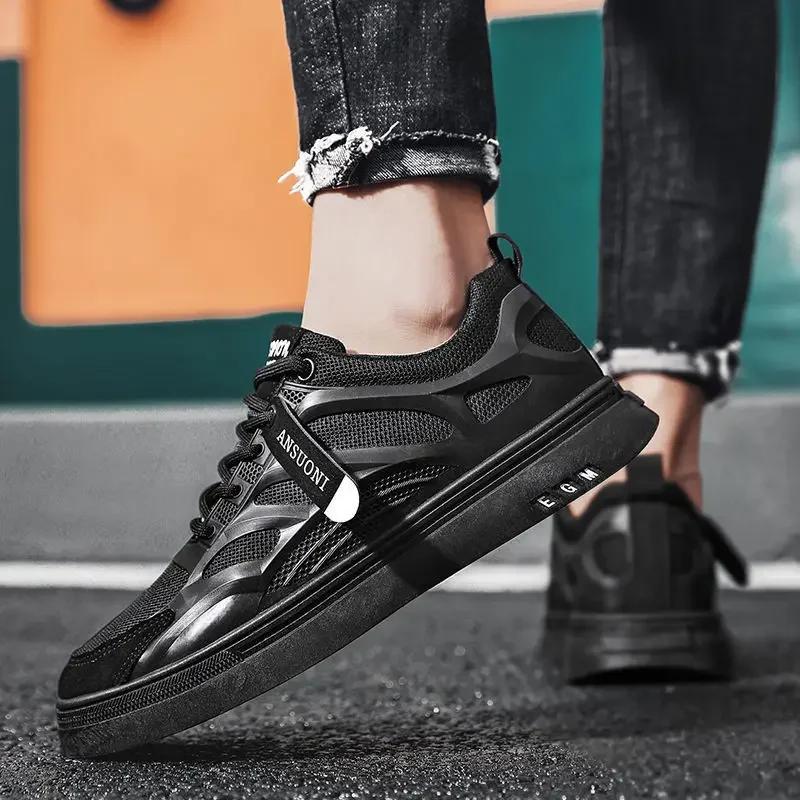 2024 мужские кроссовки новые сетчатые дышащие удобные нескользящие мужские кроссовки легкие шнурованные мужские теннисные туфли с плоским дном