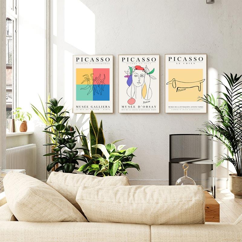 Абстрактные постеры и принты Пикассо, линия девушки, лицо, поцелуй, кошка, настенная живопись на холсте, скандинавские настенные картины для декора гостиной