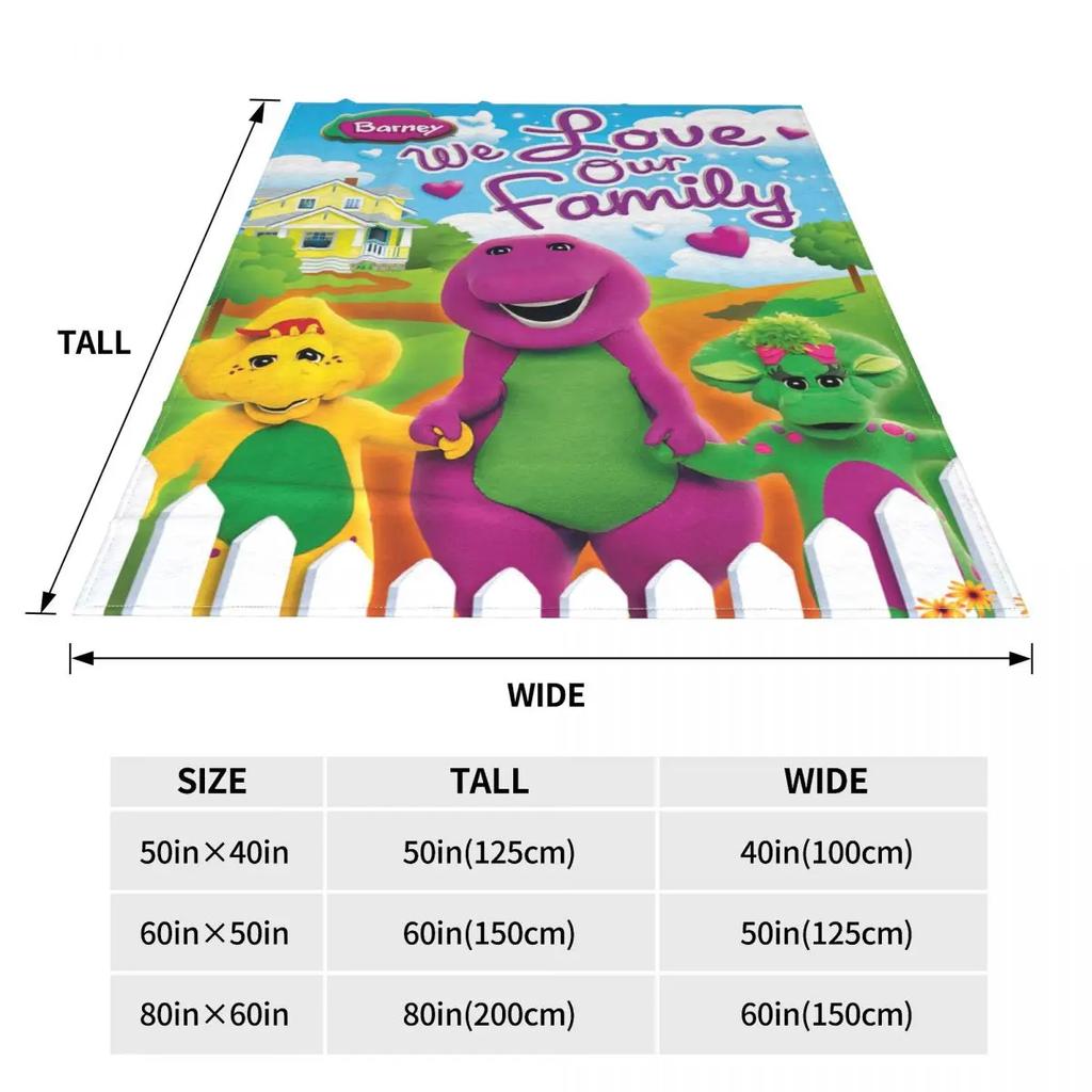 Barney & Friends Blanket Sofa Cover Fleece Printed Dinosaur Cartoon Gift Kid Throw Blankets for Bed Bedroom Plush Thin Quilt