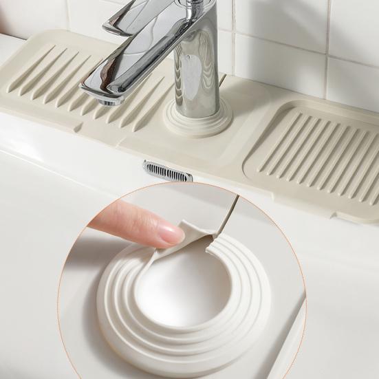 Silicone Faucet Drain Mat Kitchen Sink Splash Guard Multifunctional Fast Drying Faucet Drip Catcher Mat for Bathroom Washing Table Kitchen Countertop