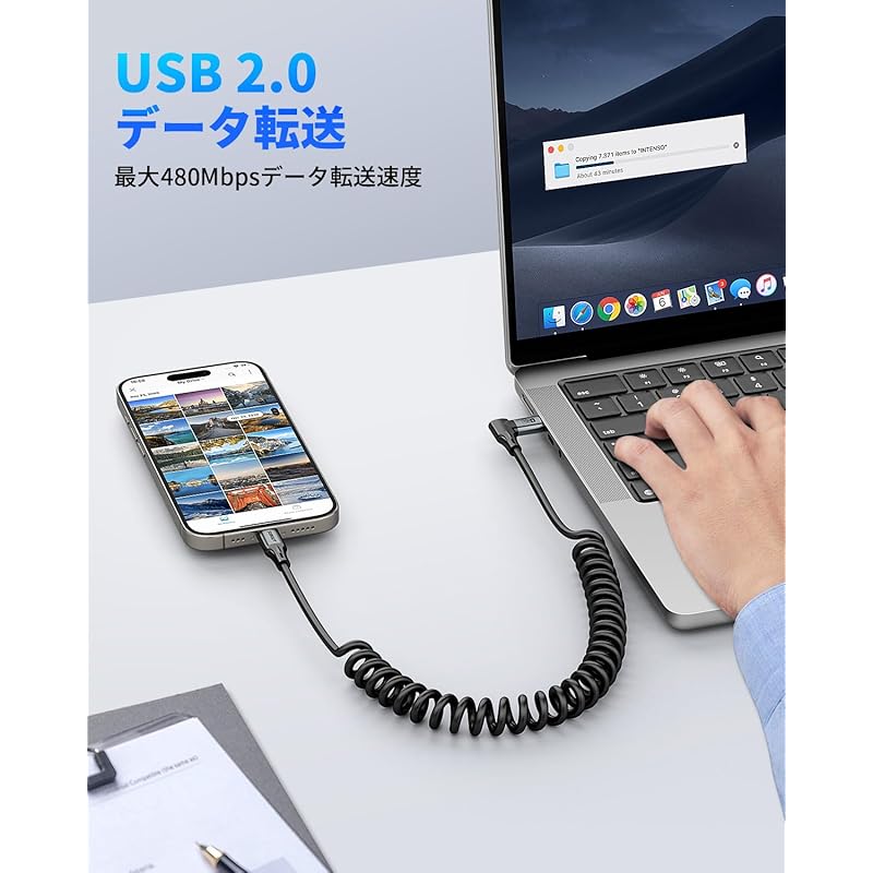 SUNGUY USB Type C Cable L-shape From 0.4M To 1M Extend 60W Fast Charging PD Compatible Long L Shape To Telescopic USB2.0 Data Transfer Type C Coil