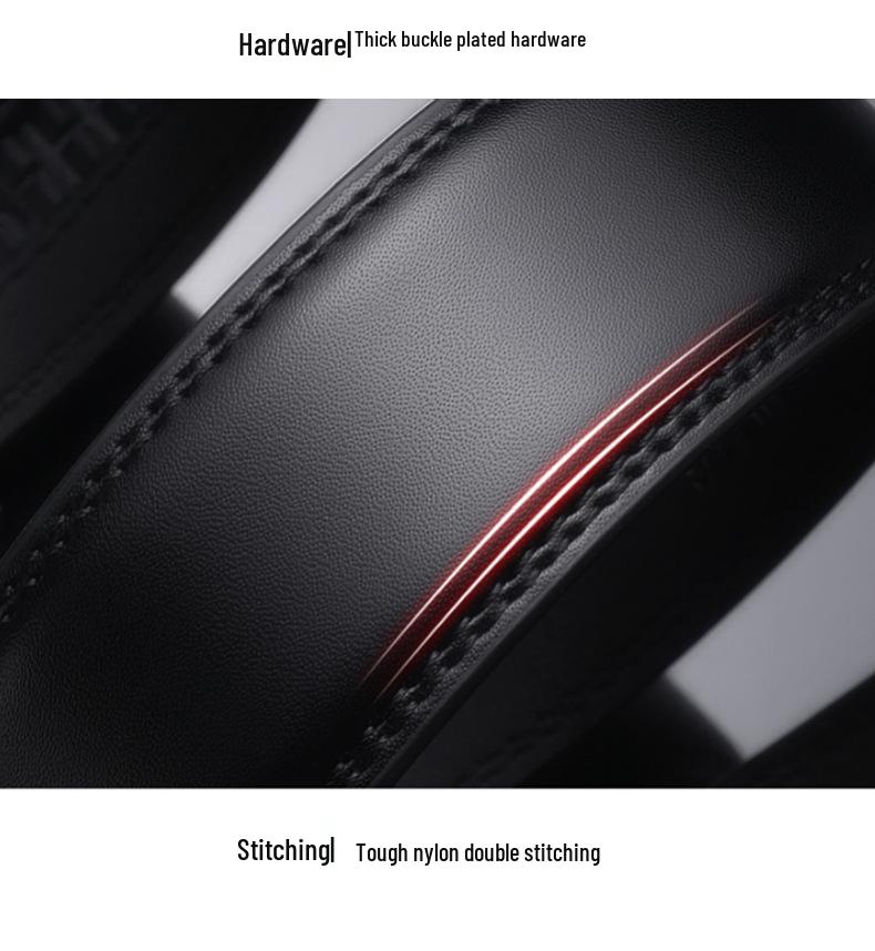 Мужской кожаный ремень - Повседневный деловой стиль с гладкой автоматической пряжкой из сплава