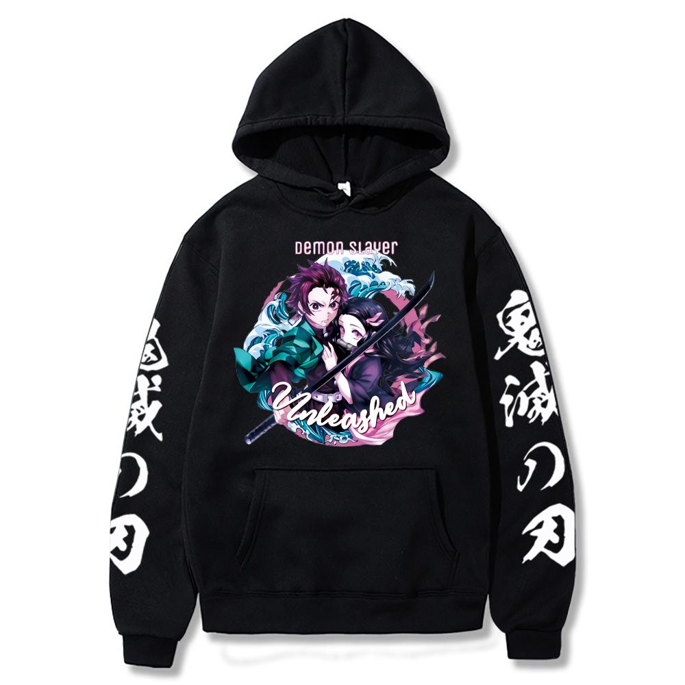 Anime Hoodies Demon Slayer Hoodie Oversize Sweatshirt for Men Hooded Sweatshirts Unisex Printed Pullover Streetwear Men Clothing