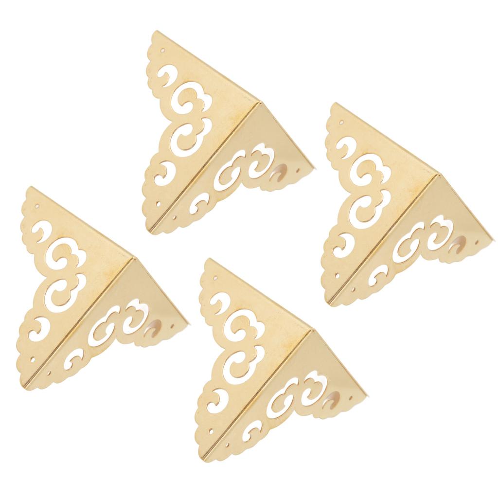 4 Pack Furniture Corner Protector Wooden Desk Edge Jewelry Gift Box Cabinet Corner Guard Set Brass