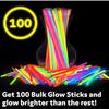 Ultra Bright Glow Sticks Bulk Party Supplies 100Pack - Glow In the Dark Light Up Party Favors, Glow Neon Party Necklaces and Bracelets with Connectors