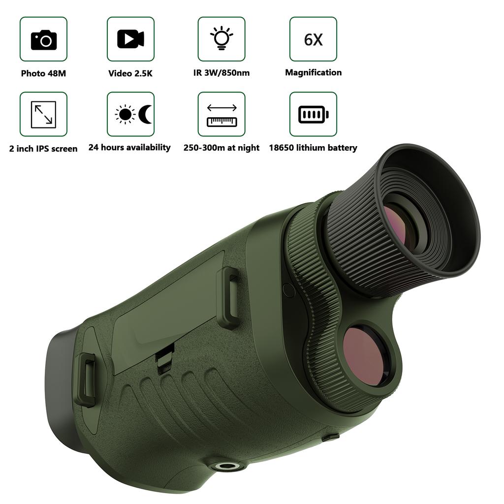 Dt19 Portable 300m Infrared Monocular Night Vision 2.5k Uhd 48m Pixels 8x Digital Zoom Telescope For Hunting Camping