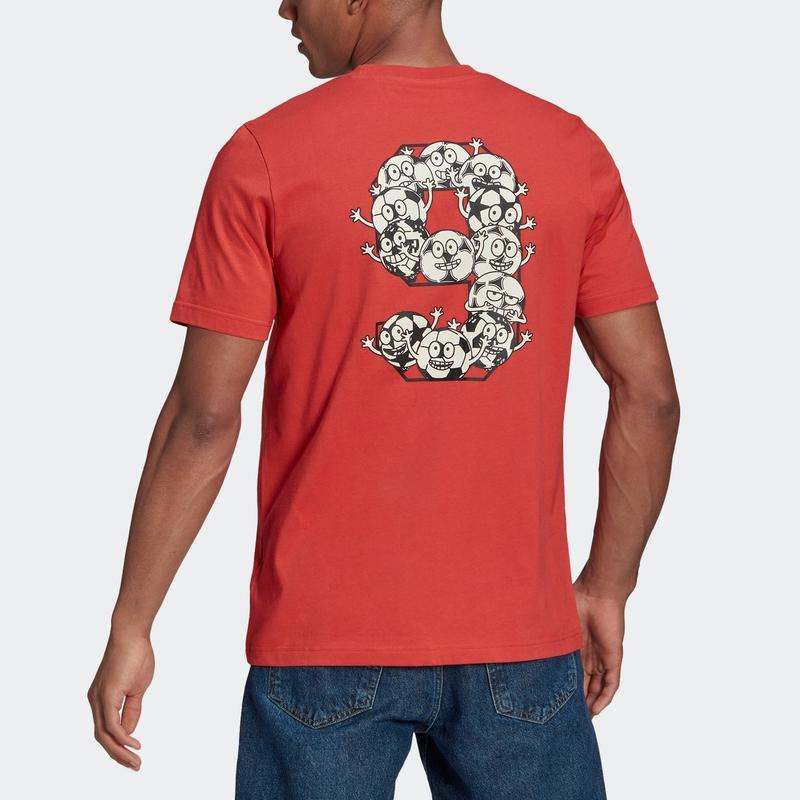 Adidas Футболка Lil Number T Soccer Training со спортивным принтом и короткими рукавами, мужские топы, ярко-розовые флуоресцентные GN6892