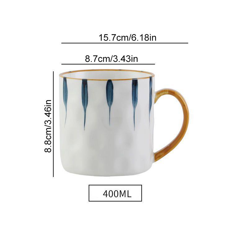 400ml Japanese Style Ceramic Coffee Mugs with Spoon Lid Breakfast Oatmeal Milk Juice Tea Office Home Water Cup Gifts Drinkware