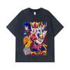 Стиранные футболки 275 г/м² 100% Хлопок Saint Seiya V7 Принт Феникса Унисекс Тяжелая хлопковая футболка