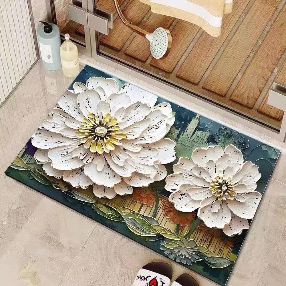 Коврик из диатомитовой грязи в стиле масляной живописи, 3D-визуальный стереоэффект, влаговпитывающий, быстросохнущий коврик для ванной комнаты, домашний нескользящий коврик