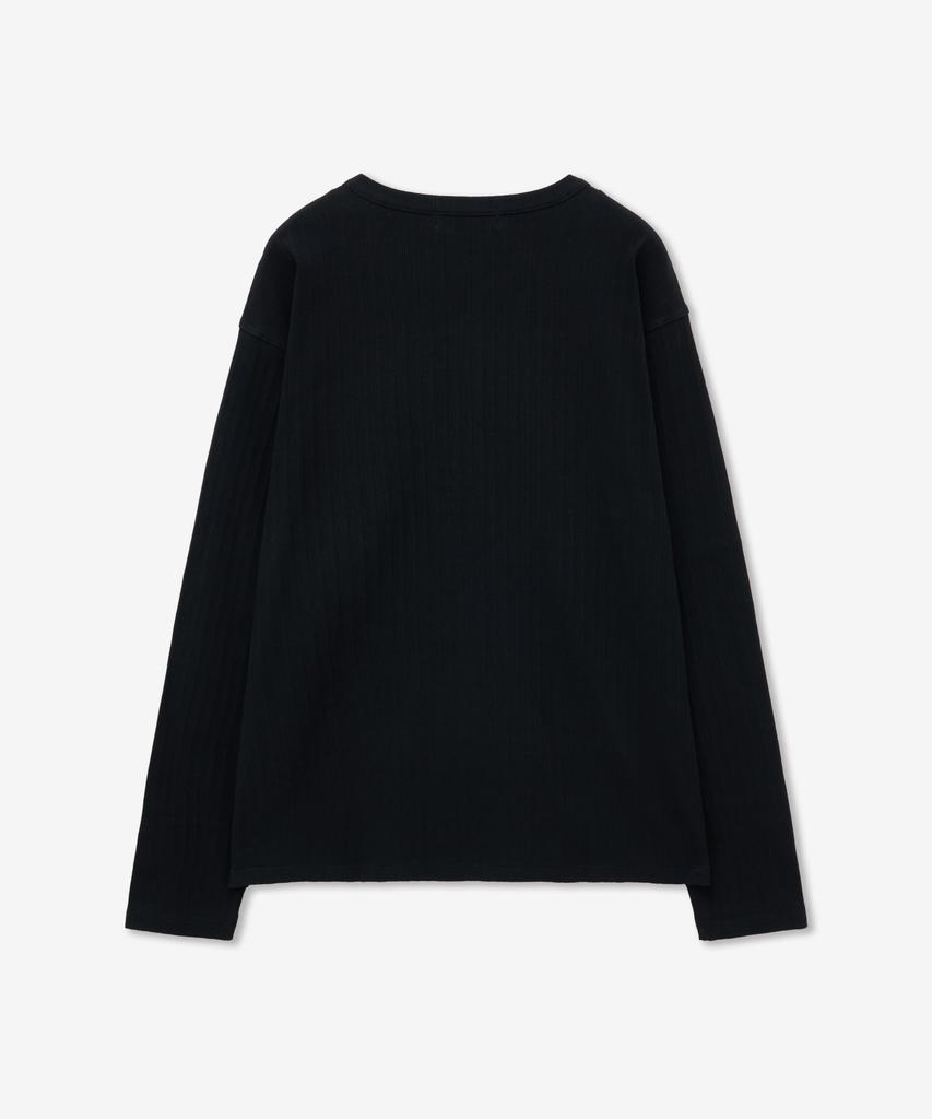 MINAV Ribbed Henley Neck Long Sleeve [Black]