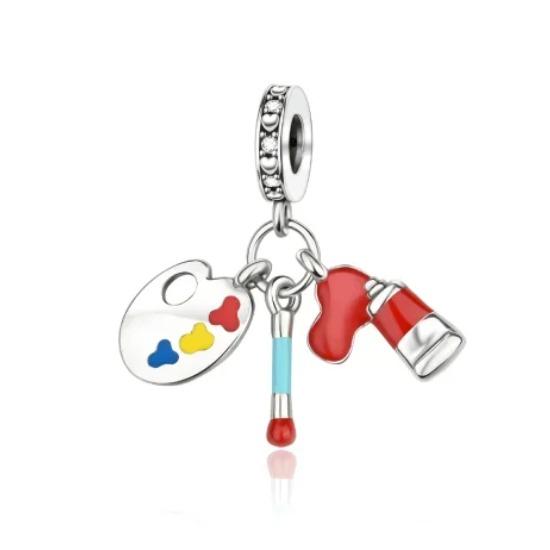 Colorful Copper Painting Charms Artistic Palette Beads Pendant Fit Original Bracelet Necklace Diy Fine Jewelry Gift