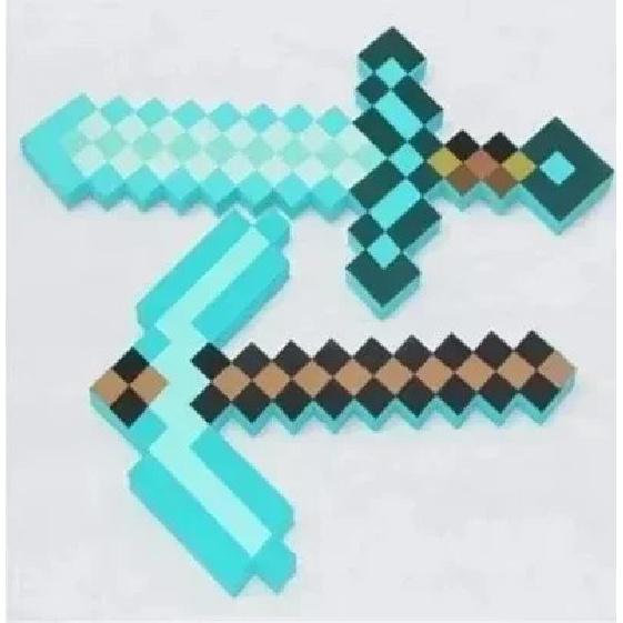 Minecrafte 2pcs/set Design Figure Blue Diamond Sword Soft EVA Foam Action Figure Model Toy Ax Shovel Kits Toy For Fans Gift