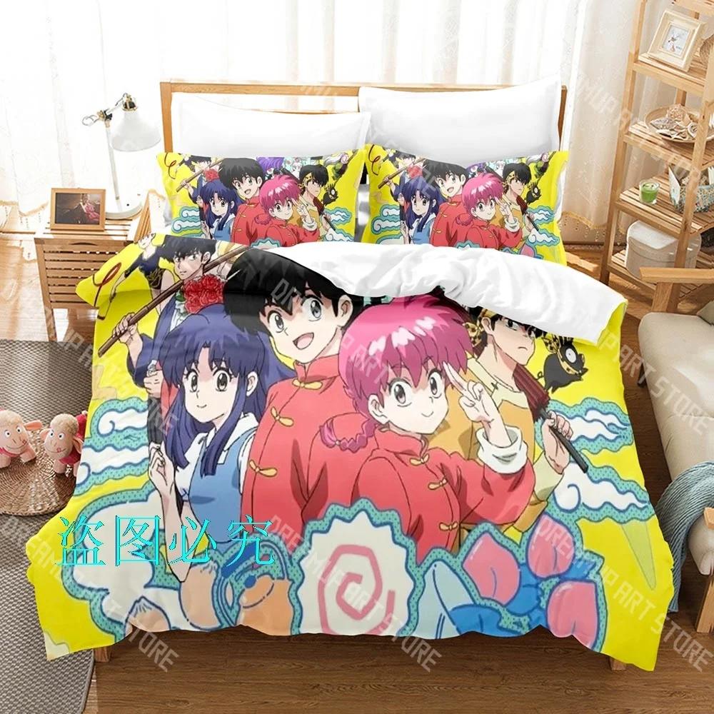 3D Печать Ranma 1/2 Комплект постельного белья Односпальный Twin Full Queen King Размер Комплект постельного белья Взрослый Ребенок Спальня Комплекты пододеяльников Аниме