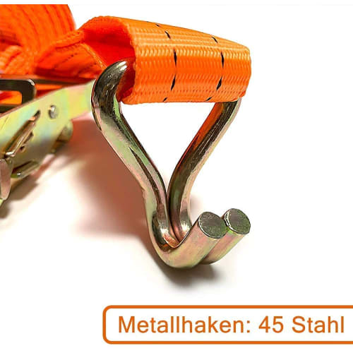 Set of 4 25mm Wide X 5m Long Lashing Belts, Ratchet-Type Cargo Tie-Down Belts, Multi-Purpose Cargo Tie-Down Straps, Earthquake Preparedness Supplies