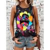 Летняя повседневная женская майка с круглым вырезом, уличная женская модная футболка без рукавов с абстрактным принтом, женская майка