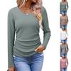 Women's Fashionable Casual Solid-color Long-sleeved Pullover Round-neck T-shirt Top