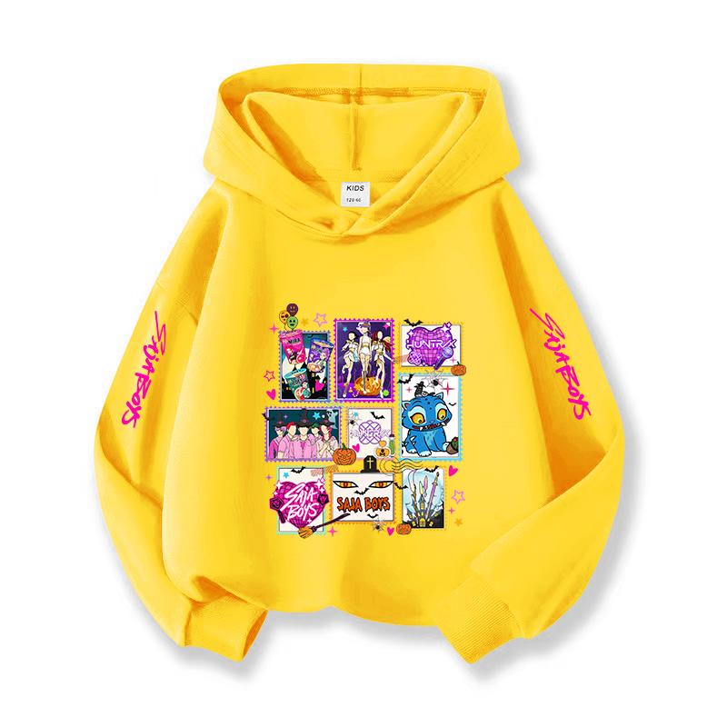 Kpop Korean Style Christmas Holiday Casual Children's Hooded Sportswear Halloween Witch Hunting Fan Fashion Girl Top